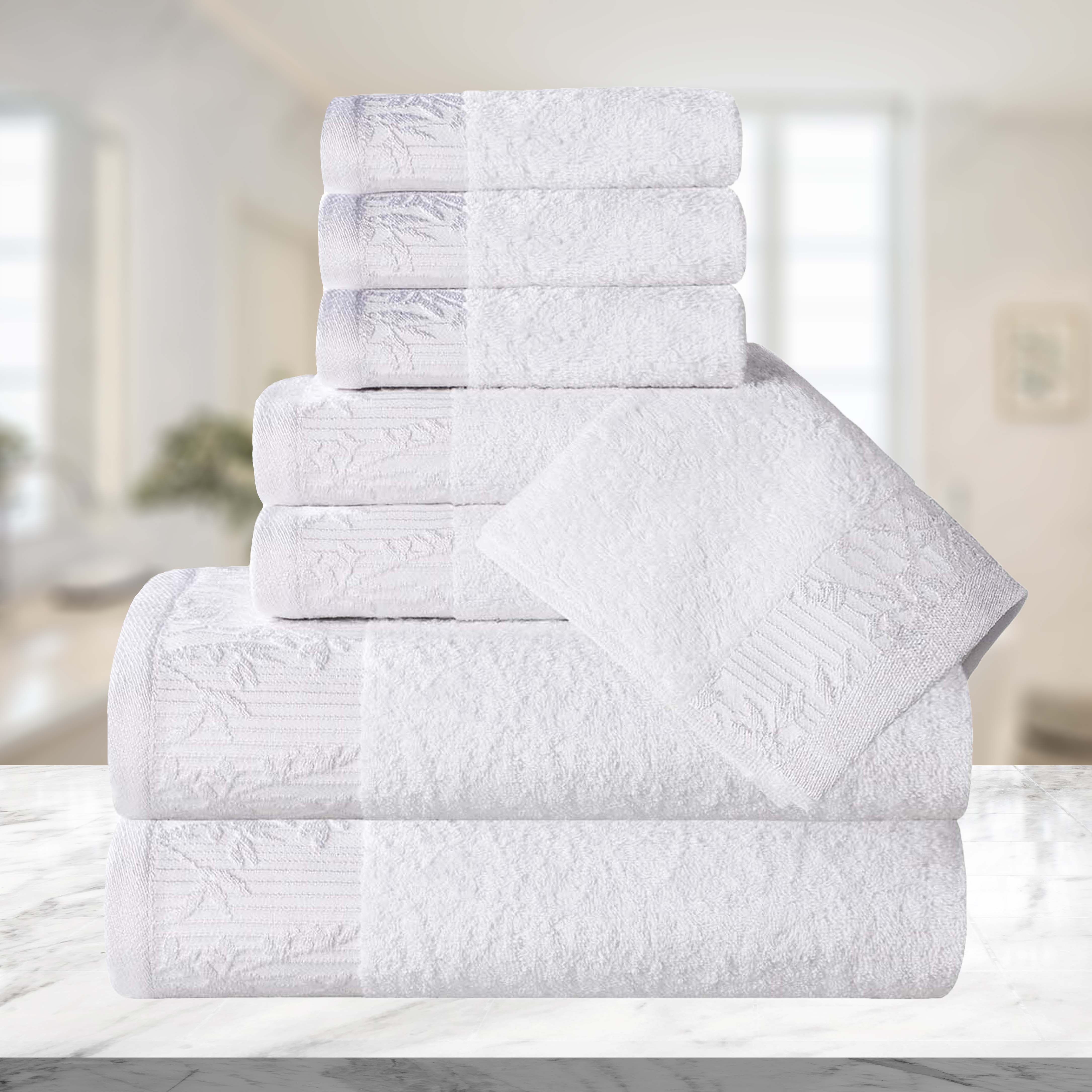 Wisteria Cotton Medium Weight Floral Jacquard Border 8 Piece Towel Set