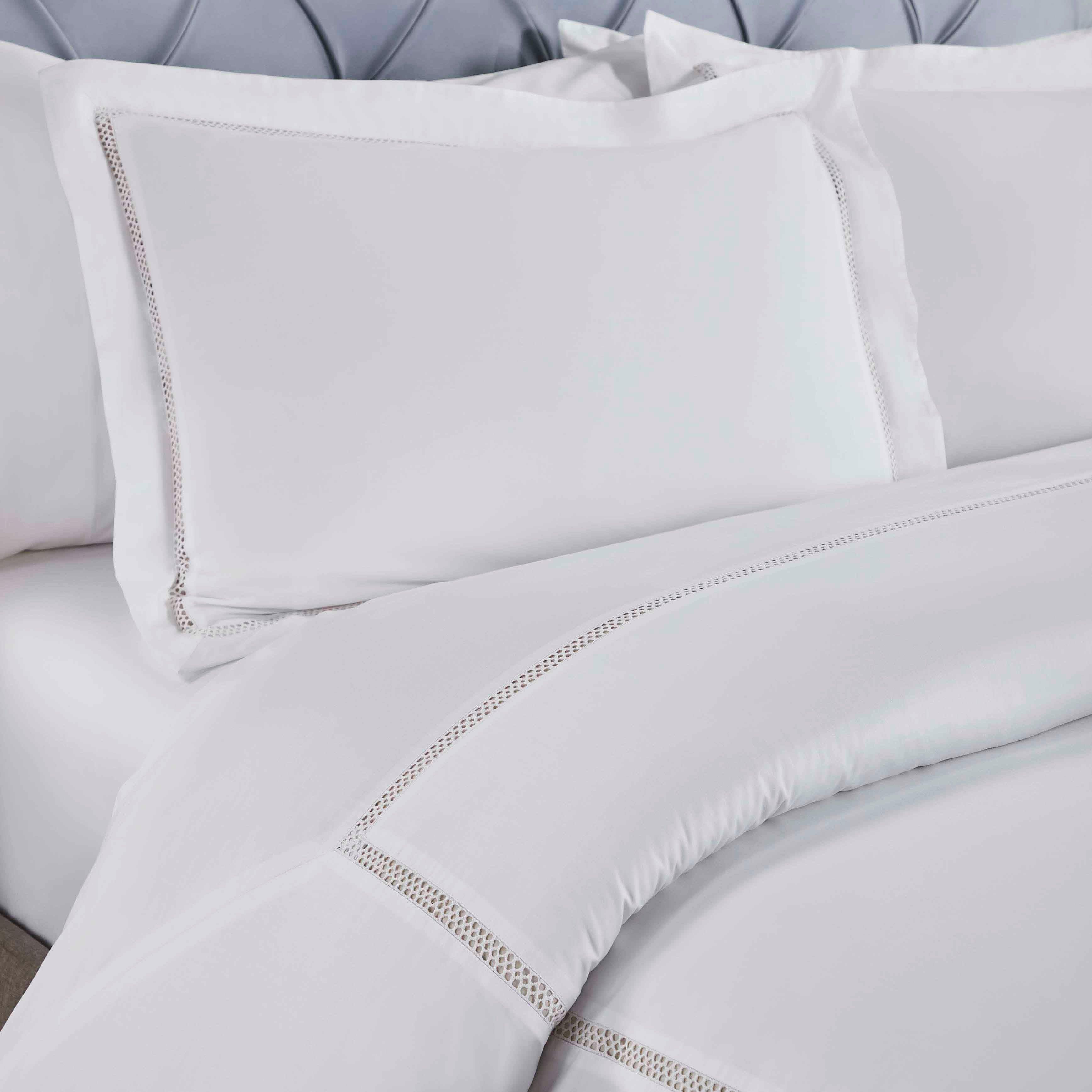 Riverton Cotton Cross-Stitch Embroidered 3 Piece Duvet Cover Set