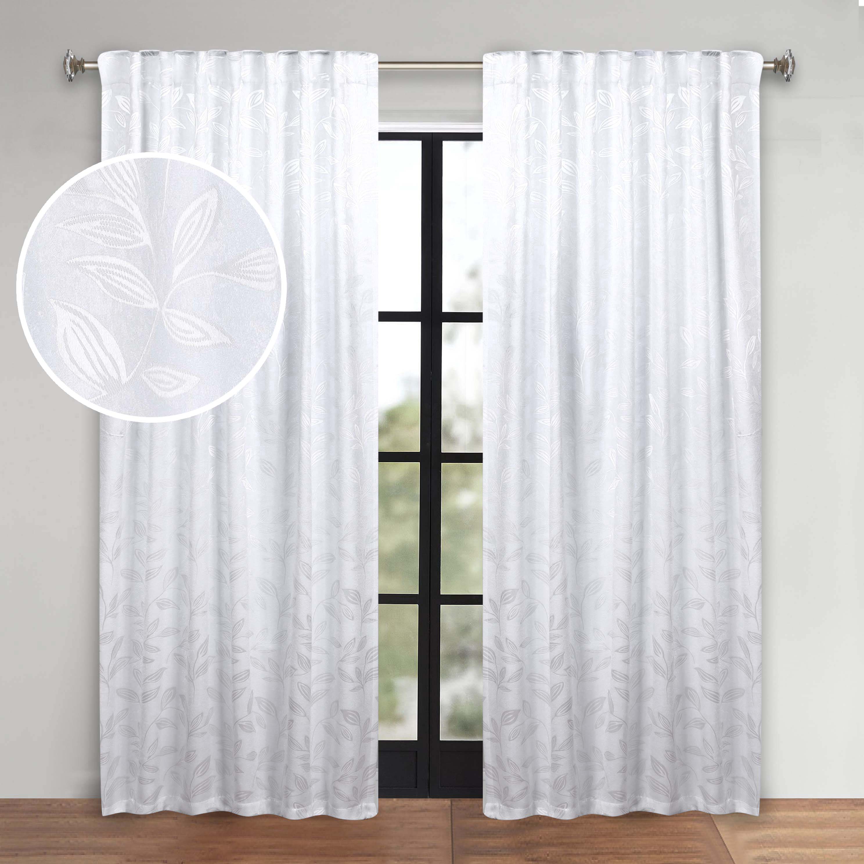 Leaves Room Darkening Back Tabs Blackout Curtain Panels, Set of 2
