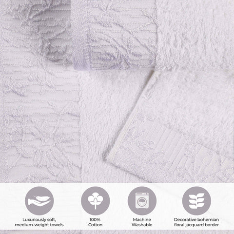 Cotton Floral Jacquard Towel Set 8-Piece - Wisteria