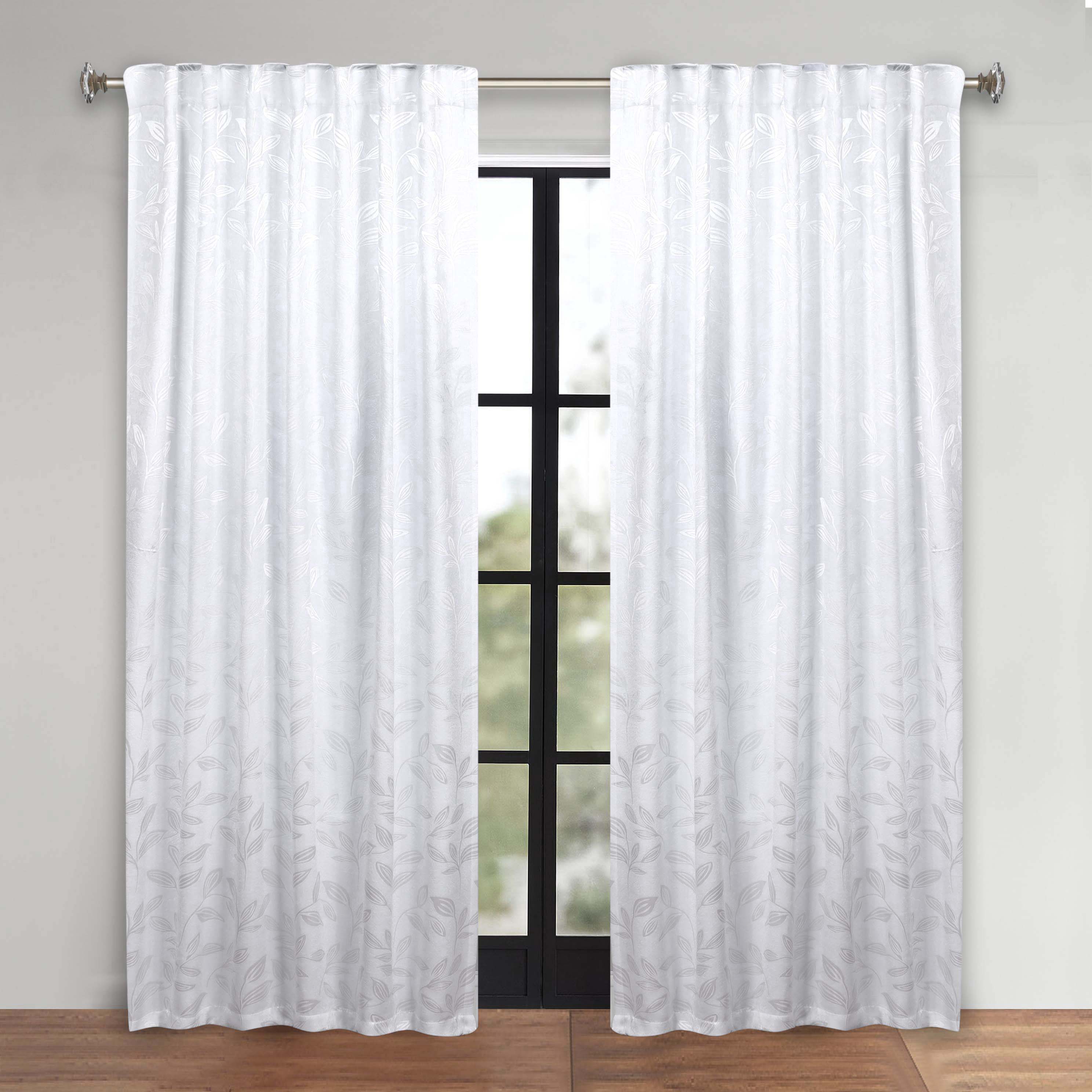 Leaves Room Darkening Back Tabs Blackout Curtain Panels, Set of 2