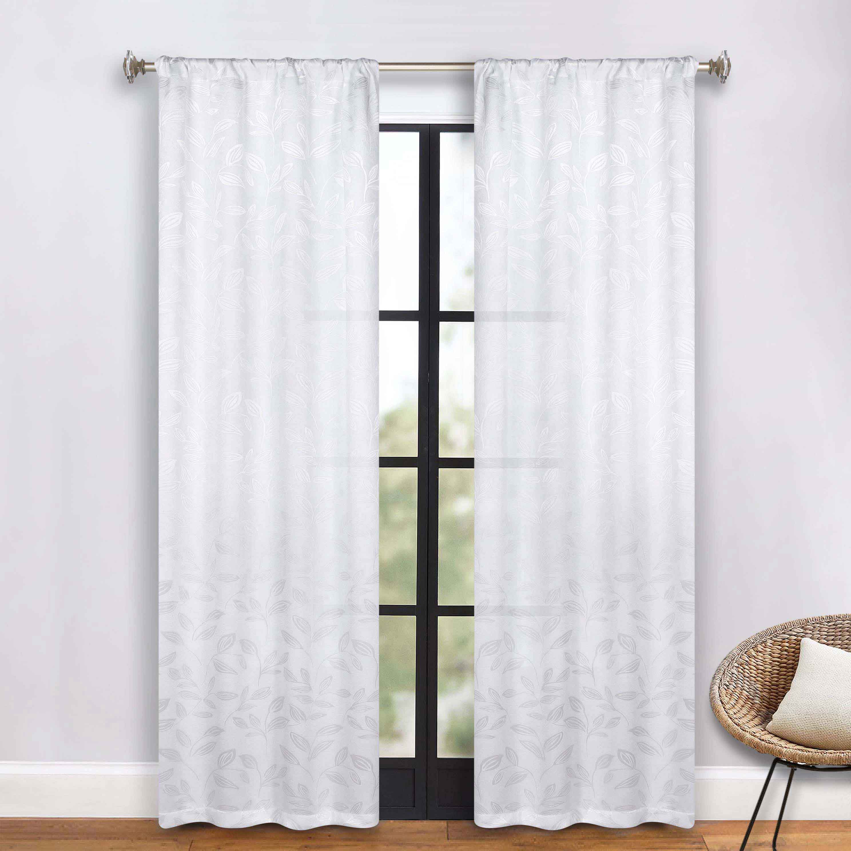 Leaves Room Darkening Washable Blackout Curtain Panels, Set of 2