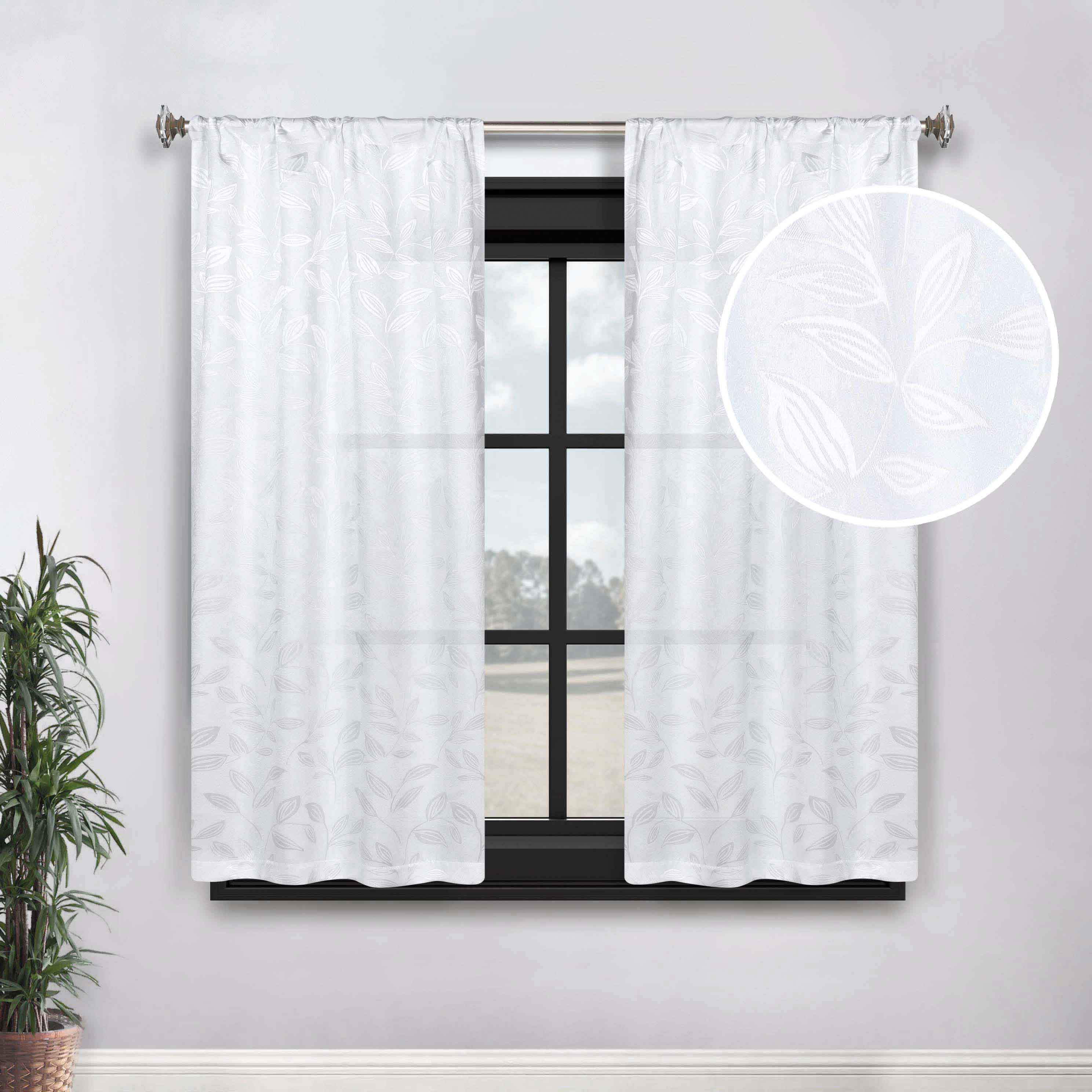 Leaves Room Darkening Washable Blackout Curtain Panels, Set of 2