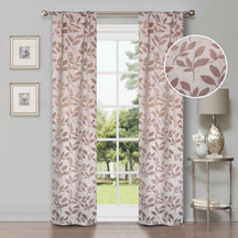 Leaves Room Darkening Washable Blackout Curtain Panels, Set of 2