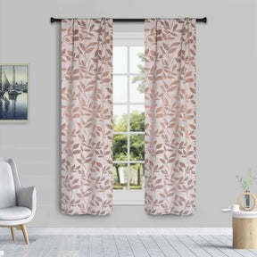 Leaves Room Darkening Washable Blackout Curtain Panels, Set of 2