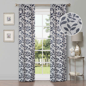 Leaves Room Darkening Washable Blackout Curtain Panels, Set of 2