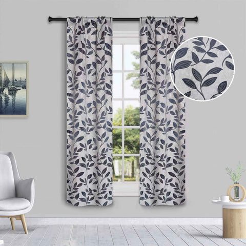 Leaves Room Darkening Washable Blackout Curtain Panels, Set of 2