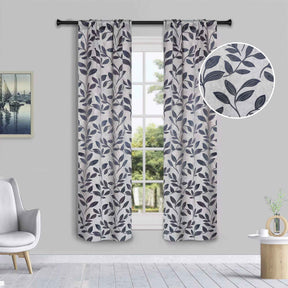 Leaves Room Darkening Washable Blackout Curtain Panels, Set of 2