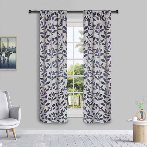 Leaves Room Darkening Washable Blackout Curtain Panels, Set of 2