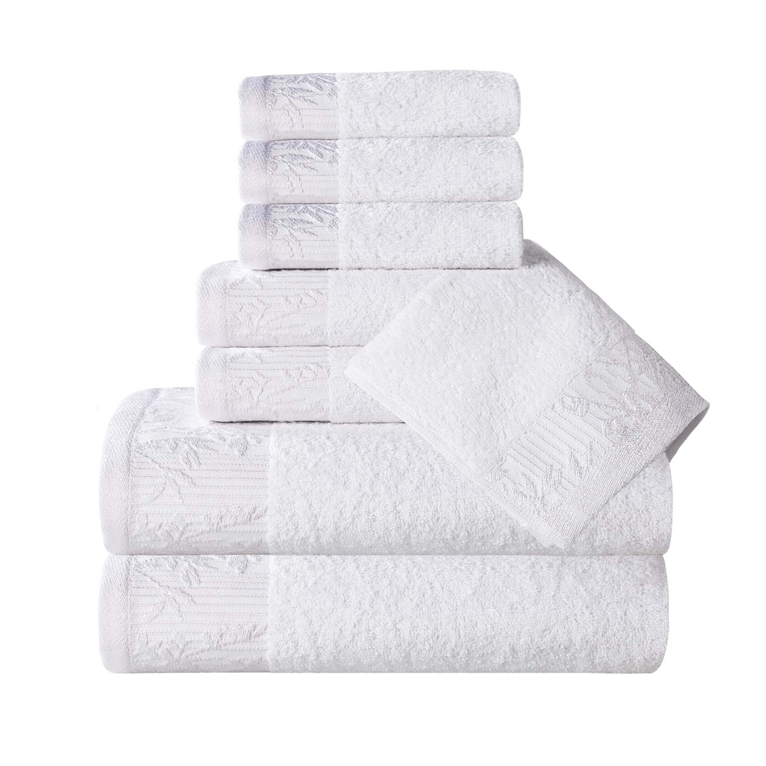 Wisteria Cotton Medium Weight Floral Jacquard Border 8 Piece Towel Set