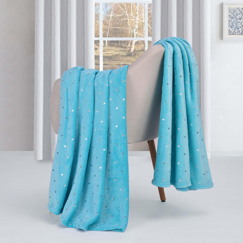 Fleece Plush Medium Weight Fluffy Soft Decorative Polka Dot Blanket