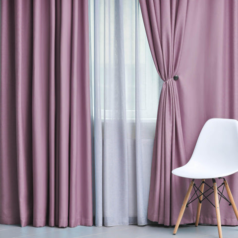 Modern Blackout Window Curtains Solid Room Darkening Set of 2