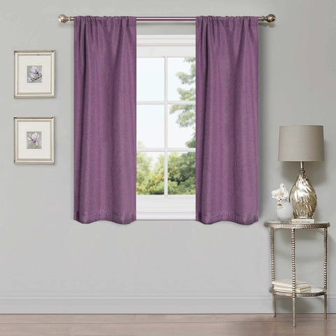 Room Darkening Blackout Curtains Linen Pattern Washable Set of 2