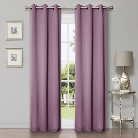 Modern Blackout Window Curtains Solid Room Darkening Set of 2