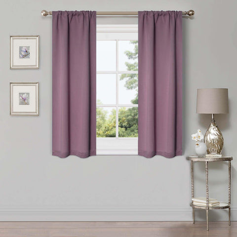 Modern Blackout Window Curtains Solid Room Darkening Set of 2