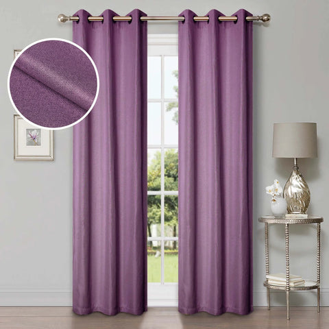 Room Darkening Blackout Curtains Linen Pattern Washable Set of 2