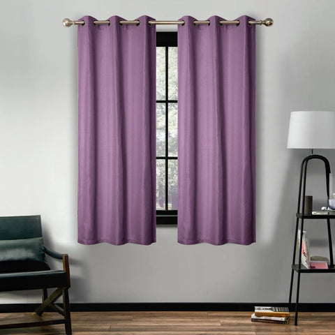 Room Darkening Blackout Curtains Linen Pattern Washable Set of 2