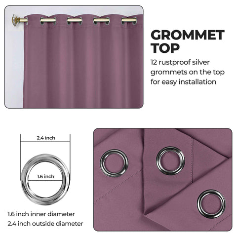 Classic Modern Solid Room Darkening Blackout Curtain Panels, Set of 2