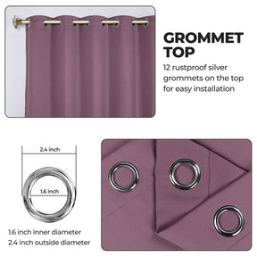 Classic Modern Solid Room Darkening Blackout Curtain Panels, Set of 2