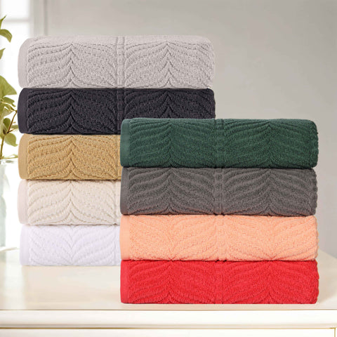 Chevron Zero-Twist Cotton Jacquard and Solid Towel Set 6 Piece