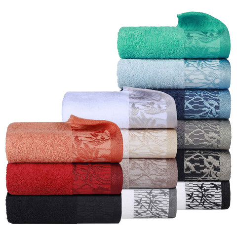 Wisteria Cotton Medium Weight Floral Jacquard Border 12 Piece Towel Set