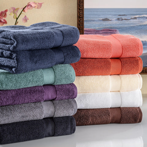 12-Piece Set, 100% Cotton Bathroom Towels, Zero Twist