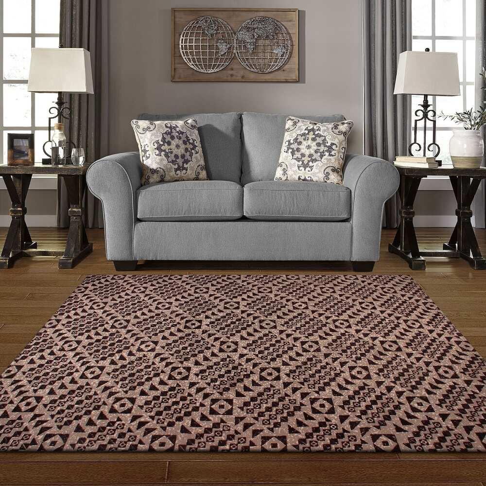 Acadia Diamond Printed Flat Weave Cotton Area Rug