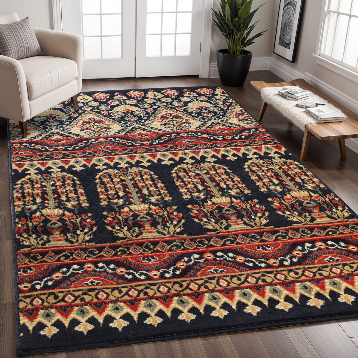 Adena Bohemian Floral Geometric Large Area Rugs or Runner Rug