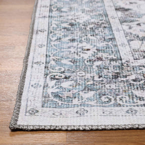 Agra Floral Scroll Washable Indoor Area Rugs or Runner Rug
