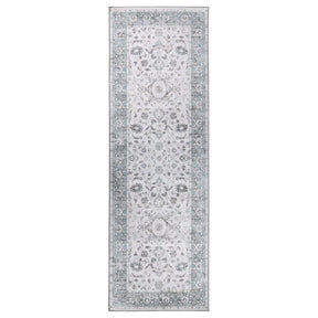 Agra Floral Scroll Washable Indoor Area Rugs or Runner Rug