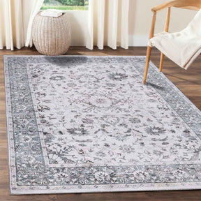 Agra Floral Scroll Washable Indoor Area Rugs or Runner Rug