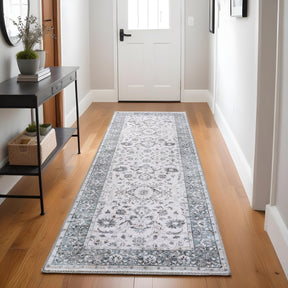 Agra Floral Scroll Washable Indoor Area Rugs or Runner Rug
