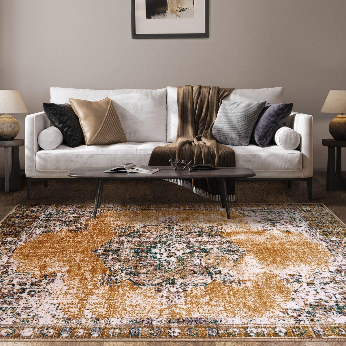 Aldrich Distressed Medallion Indoor Area Rugs Or Runner Rug