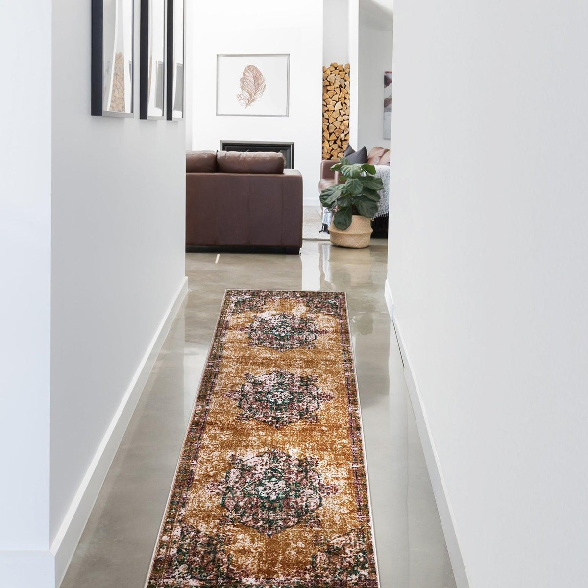 Aldrich Distressed Medallion Indoor Area Rugs Or Runner Rug