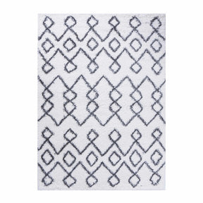 Alia Boho Geometric Diamonds Indoor Plush Shag Area Rug Or Runner Rug