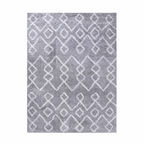 Alia Boho Geometric Diamonds Indoor Plush Shag Area Rug Or Runner Rug
