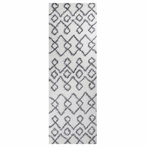 Alia Boho Geometric Diamonds Indoor Plush Shag Area Rug Or Runner Rug