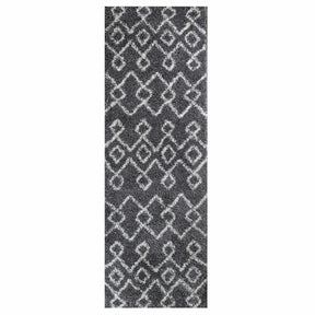 Alia Boho Geometric Diamonds Indoor Plush Shag Area Rug Or Runner Rug