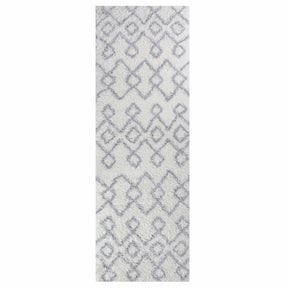 Alia Boho Geometric Diamonds Indoor Plush Shag Area Rug Or Runner Rug