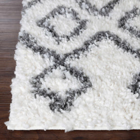 Alia Boho Geometric Diamonds Indoor Plush Shag Area Rug Or Runner Rug