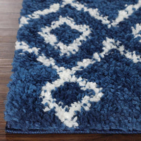 Alia Boho Geometric Diamonds Indoor Plush Shag Area Rug Or Runner Rug