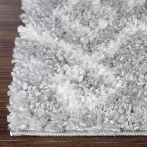 Alia Boho Geometric Diamonds Indoor Plush Shag Area Rug Or Runner Rug