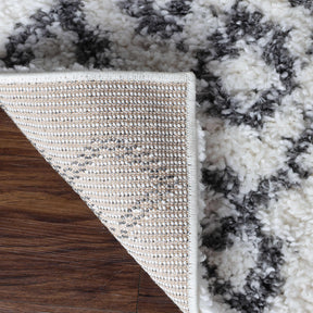 Alia Boho Geometric Diamonds Indoor Plush Shag Area Rug Or Runner Rug