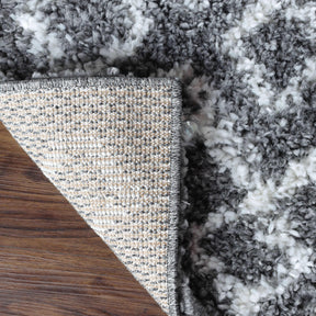 Alia Boho Geometric Diamonds Indoor Plush Shag Area Rug Or Runner Rug