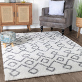 Alia Boho Geometric Diamonds Indoor Plush Shag Area Rug Or Runner Rug