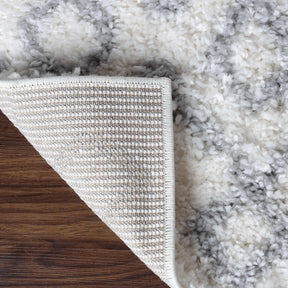 Alia Boho Geometric Diamonds Indoor Plush Shag Area Rug Or Runner Rug