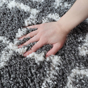 Alia Boho Geometric Diamonds Indoor Plush Shag Area Rug Or Runner Rug
