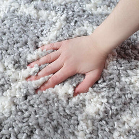 Alia Boho Geometric Diamonds Indoor Plush Shag Area Rug Or Runner Rug