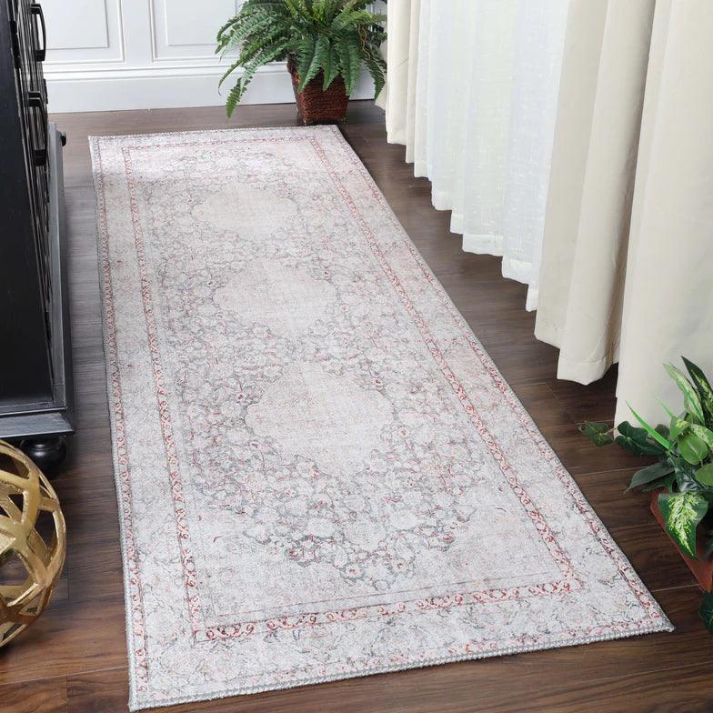 Alma Floral Medallion Indoor Area Rug Or Runner Rug Berry Red