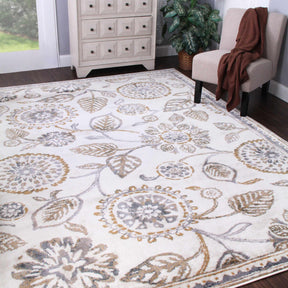 Amaryllis Modern Farmhouse Botanical Floral Vines Indoor Area Rug